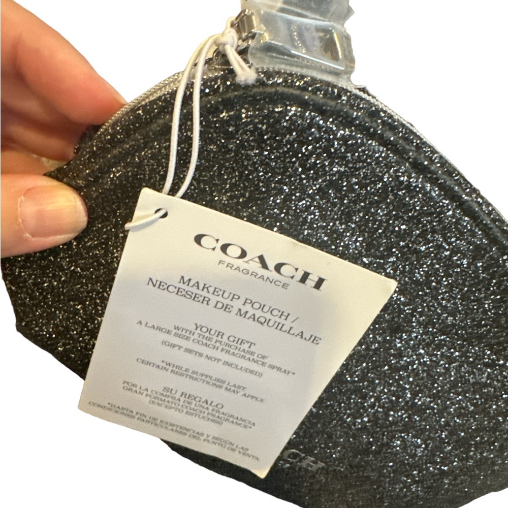 New Coach Silver Glitter Cosmetic Pouch - Picture 5 of 6